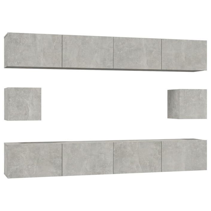 Ensemble de meubles TV 6 pcs Gris béton Bois d'ingénierie - Photo n°2