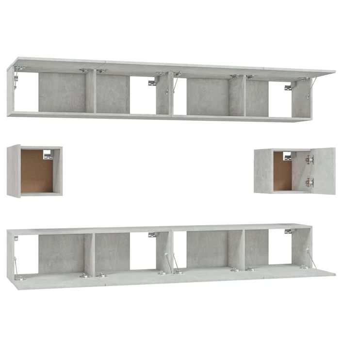 Ensemble de meubles TV 6 pcs Gris béton Bois d'ingénierie - Photo n°5