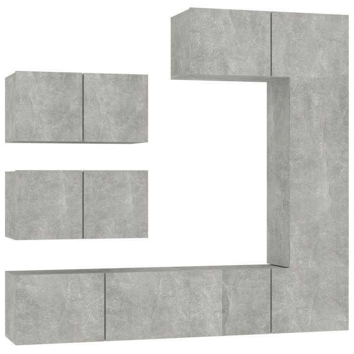 Ensemble de meubles TV 6 pcs Gris béton Bois d'ingénierie - Photo n°2