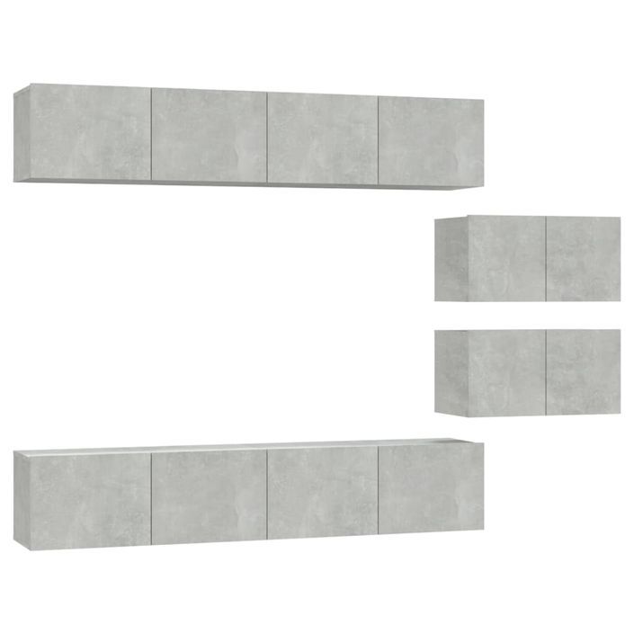 Ensemble de meubles TV 6 pcs Gris béton Bois d'ingénierie - Photo n°2