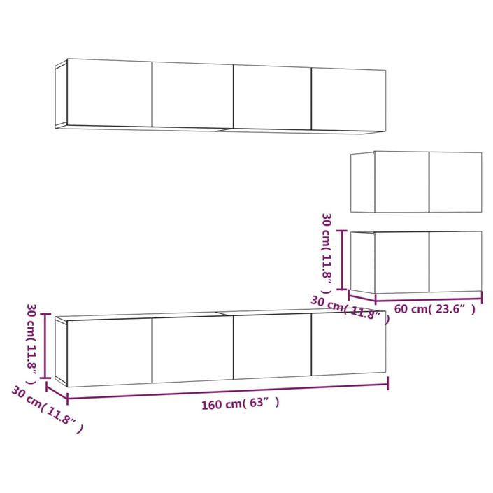 Ensemble de meubles TV 6 pcs Gris béton Bois d'ingénierie - Photo n°9