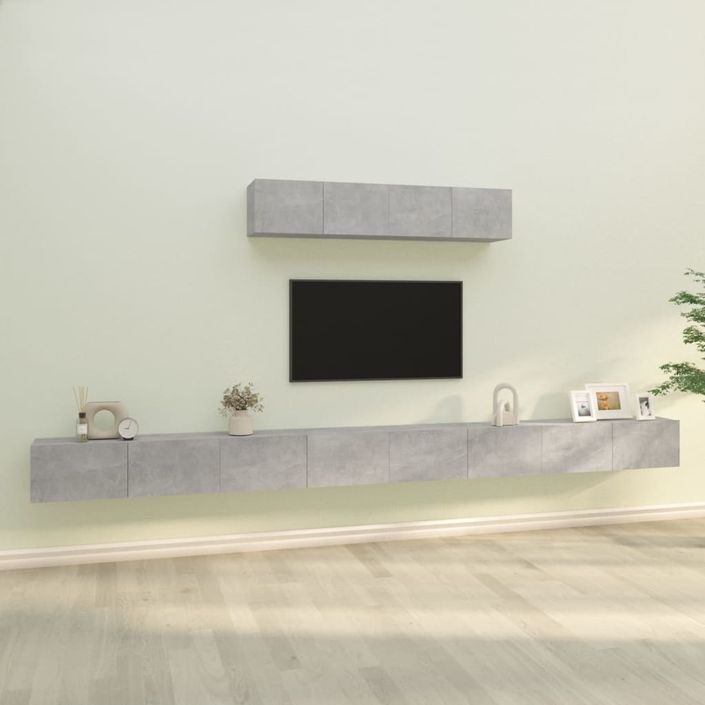 Ensemble de meubles TV 6 pcs Gris béton Bois d'ingénierie - Photo n°1