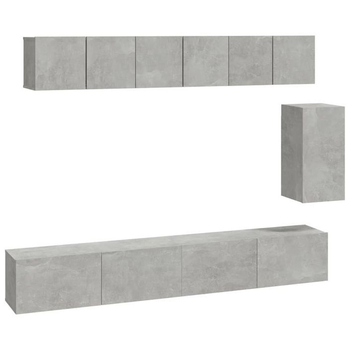 Ensemble de meubles TV 6 pcs Gris béton Bois d'ingénierie - Photo n°2