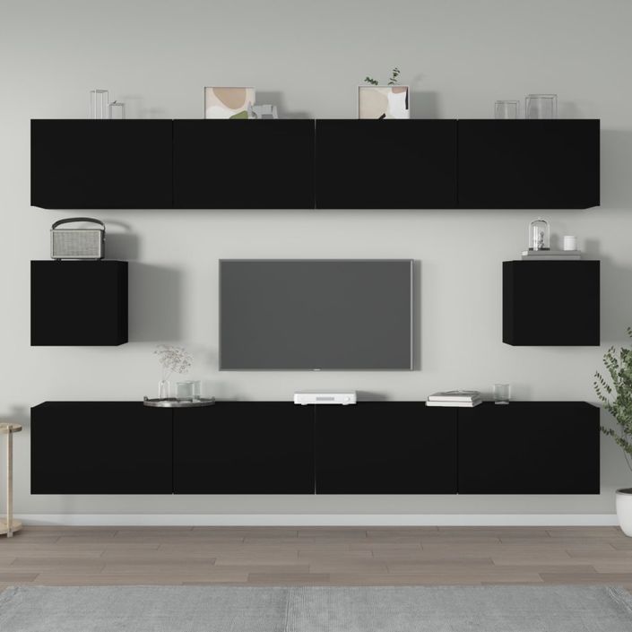 Ensemble de meubles TV 6 pcs Noir Bois d'ingénierie - Photo n°1