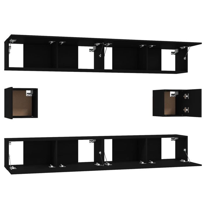 Ensemble de meubles TV 6 pcs Noir Bois d'ingénierie - Photo n°5