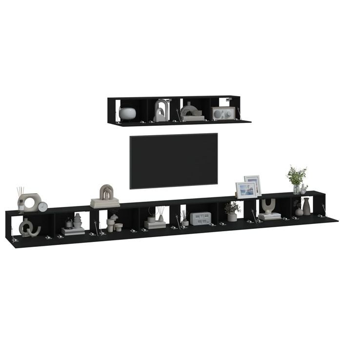 Ensemble de meubles TV 6 pcs Noir Bois d'ingénierie - Photo n°6