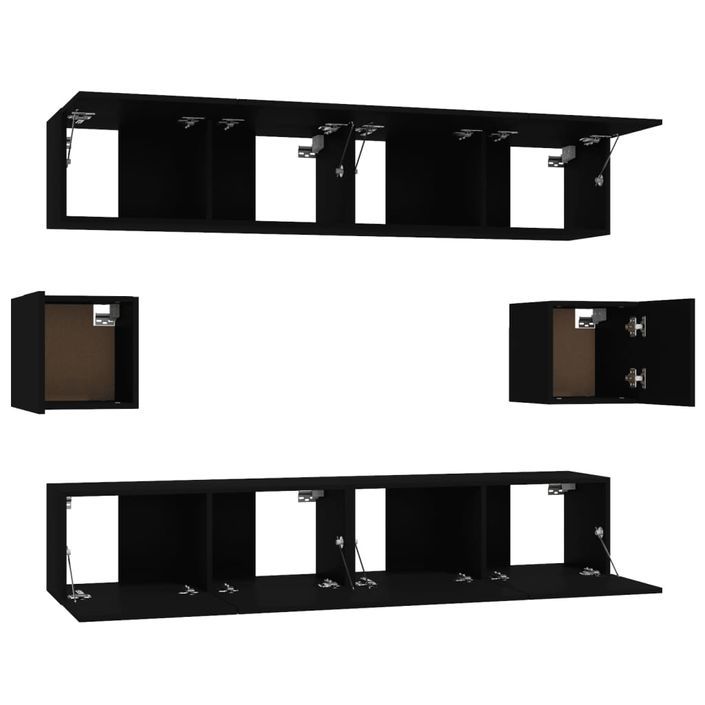 Ensemble de meubles TV 6 pcs Noir Bois d'ingénierie - Photo n°5