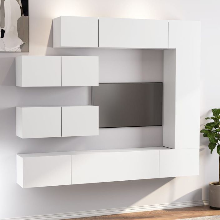 Ensemble de meubles TV 7 pcs Blanc Bois d'ingénierie - Photo n°1