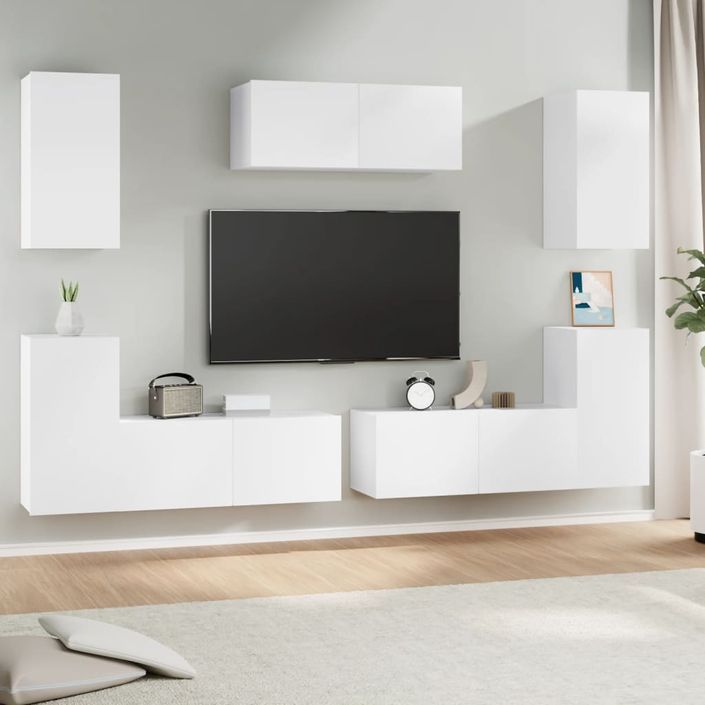 Ensemble de meubles TV 7 pcs Blanc Bois d'ingénierie - Photo n°1