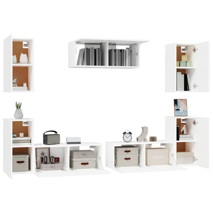 Ensemble de meubles TV 7 pcs Blanc Bois d'ingénierie - Photo n°4