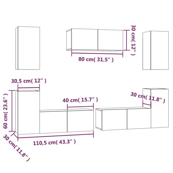 Ensemble de meubles TV 7 pcs Blanc Bois d'ingénierie - Photo n°11