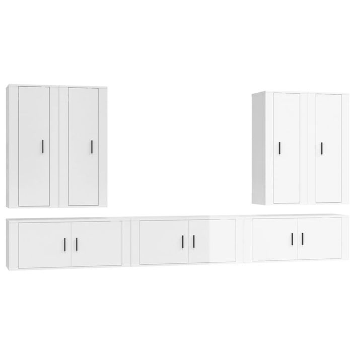 Ensemble de meubles TV 7 pcs Blanc brillant Bois d'ingénierie - Photo n°1