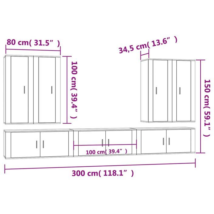 Ensemble de meubles TV 7 pcs Blanc brillant Bois d'ingénierie - Photo n°9