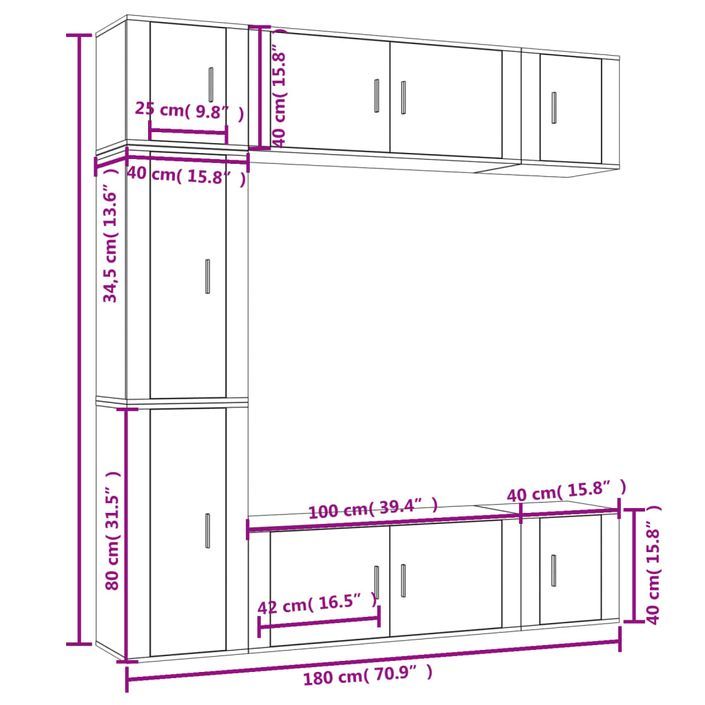 Ensemble de meubles TV 7 pcs Blanc brillant Bois d'ingénierie - Photo n°8