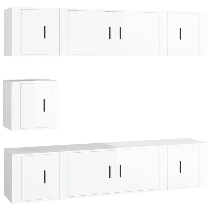 Ensemble de meubles TV 7 pcs Blanc brillant Bois d'ingénierie - Photo n°1