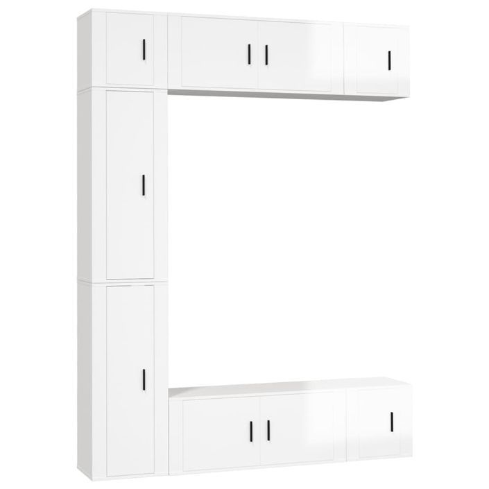 Ensemble de meubles TV 7 pcs Blanc brillant Bois d'ingénierie - Photo n°1