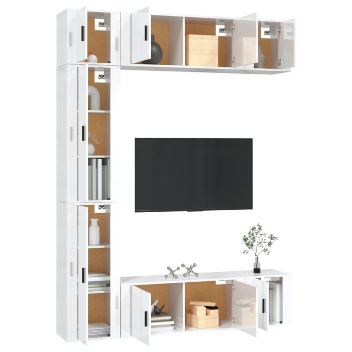 Ensemble de meubles TV 7 pcs Blanc brillant Bois d'ingénierie - Photo n°3