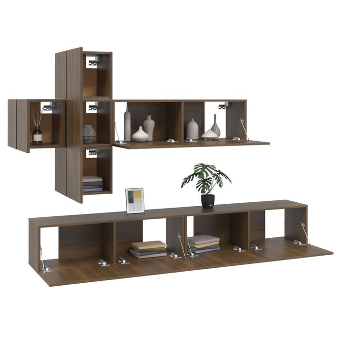 Ensemble de meubles TV 7 pcs Chêne marron Bois d'ingénierie - Photo n°4