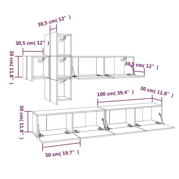 Ensemble de meubles TV 7 pcs Chêne marron Bois d'ingénierie - Photo n°9