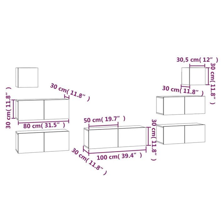 Ensemble de meubles TV 7 pcs Chêne sonoma Bois d'ingénierie - Photo n°10