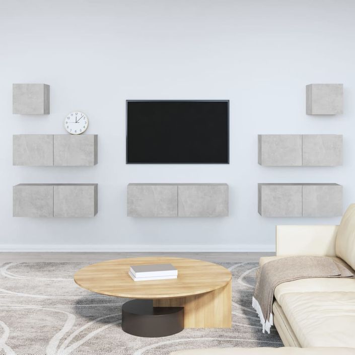 Ensemble de meubles TV 7 pcs Gris béton Bois d'ingénierie - Photo n°1