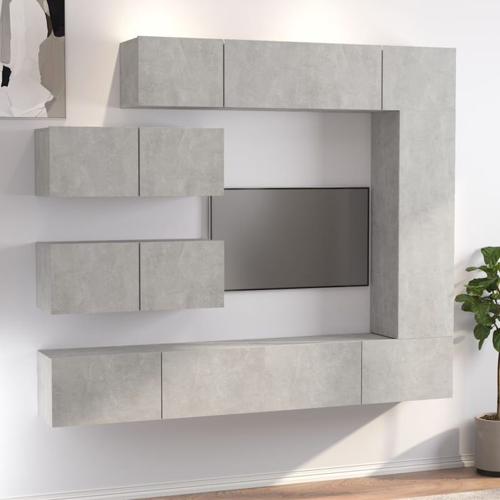 Ensemble de meubles TV 7 pcs Gris béton Bois d'ingénierie - Photo n°1