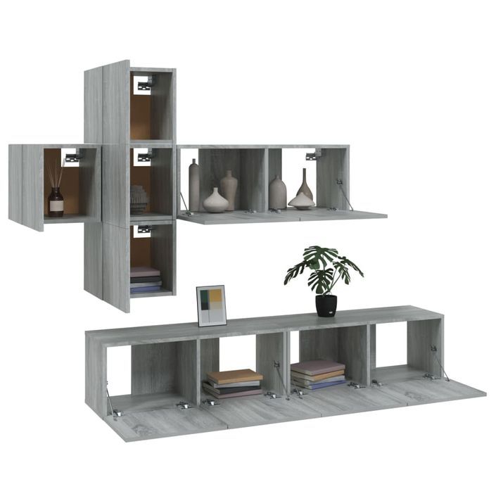 Ensemble de meubles TV 7 pcs Sonoma gris Bois d'ingénierie - Photo n°4