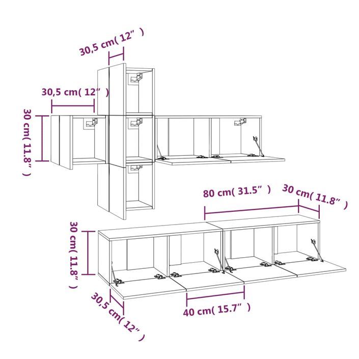 Ensemble de meubles TV 7 pcs Sonoma gris Bois d'ingénierie - Photo n°10