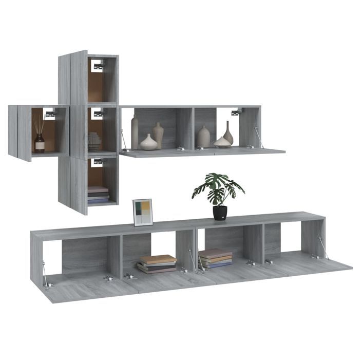 Ensemble de meubles TV 7 pcs Sonoma gris Bois d'ingénierie - Photo n°4