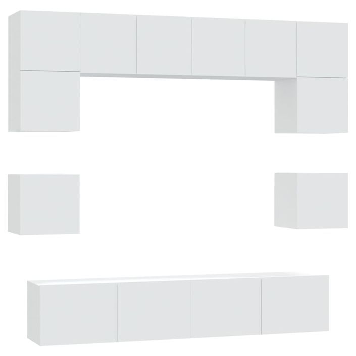 Ensemble de meubles TV 8 pcs Blanc Bois d'ingénierie - Photo n°2