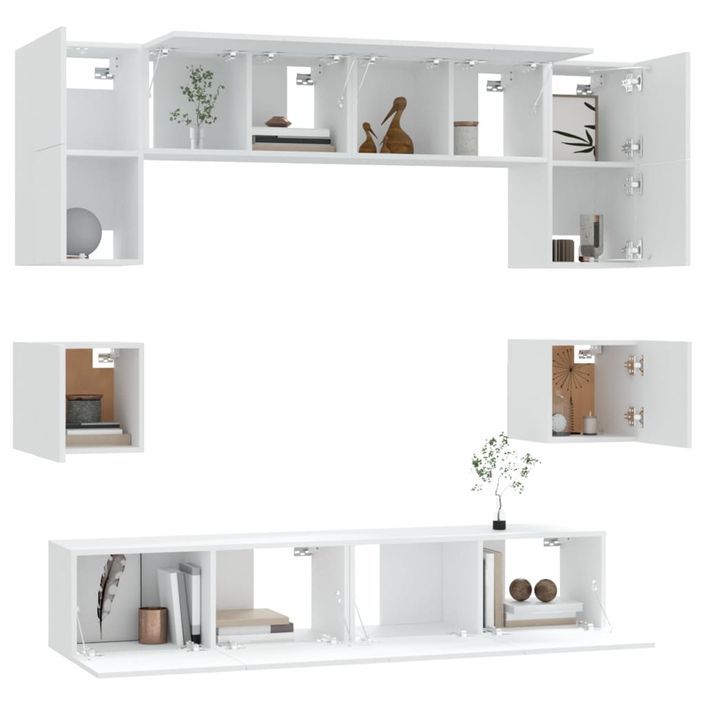 Ensemble de meubles TV 8 pcs Blanc Bois d'ingénierie - Photo n°4