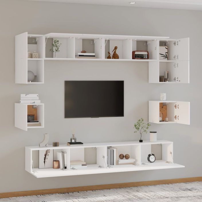 Ensemble de meubles TV 8 pcs Blanc Bois d'ingénierie - Photo n°3