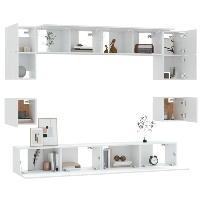 Ensemble de meubles TV 8 pcs Blanc Bois d'ingénierie - Photo n°4