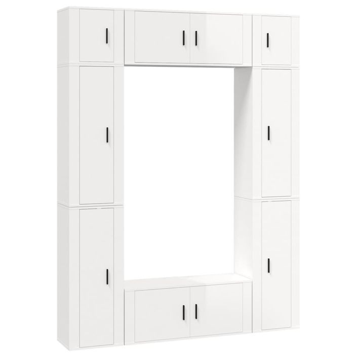 Ensemble de meubles TV 8 pcs Blanc brillant Bois d'ingénierie - Photo n°1