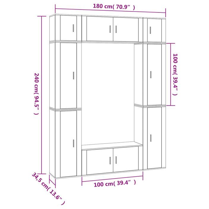 Ensemble de meubles TV 8 pcs Blanc brillant Bois d'ingénierie - Photo n°11