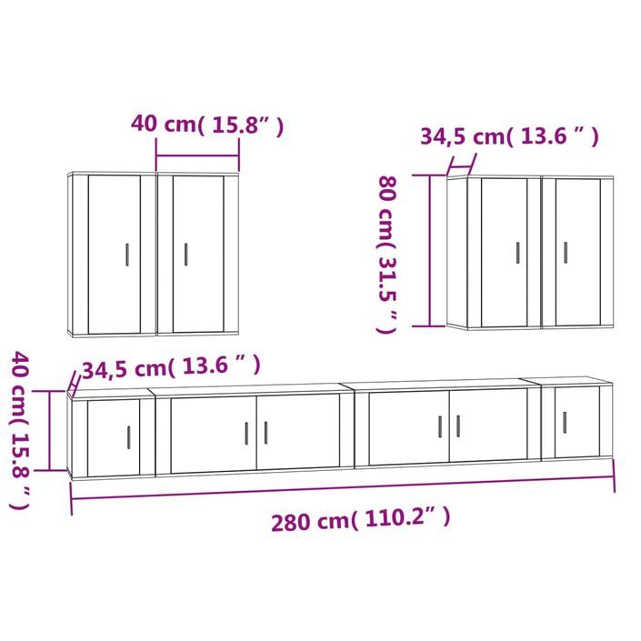 Ensemble de meubles TV 8 pcs Blanc brillant Bois d'ingénierie - Photo n°8