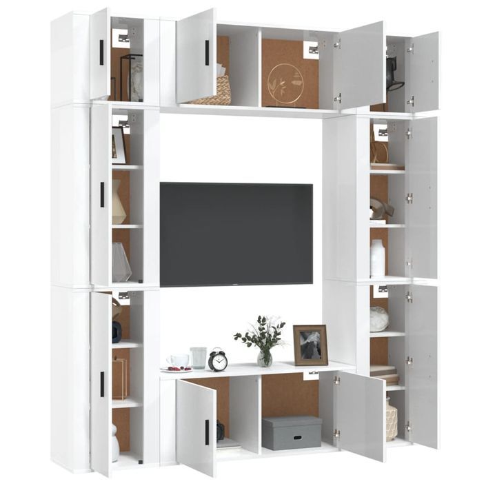 Ensemble de meubles TV 8 pcs Blanc brillant Bois d'ingénierie - Photo n°3