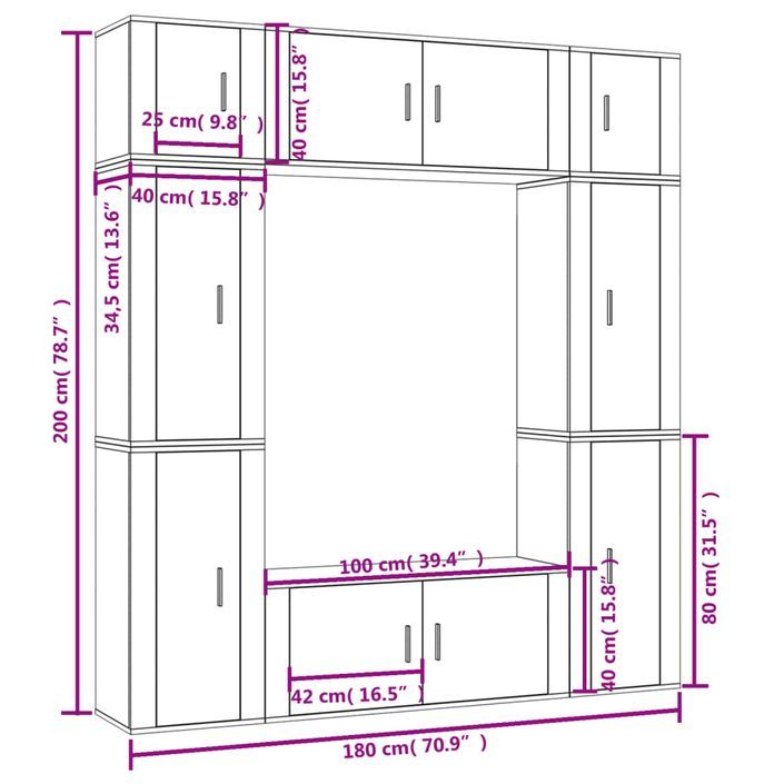 Ensemble de meubles TV 8 pcs Blanc brillant Bois d'ingénierie - Photo n°8