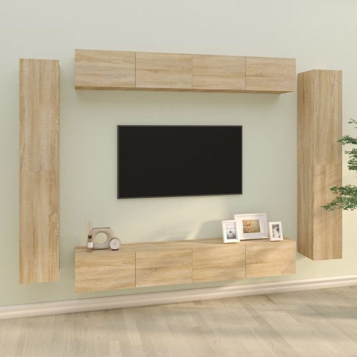 Ensemble de meubles TV 8 pcs Chêne sonoma Bois d'ingénierie - Photo n°1