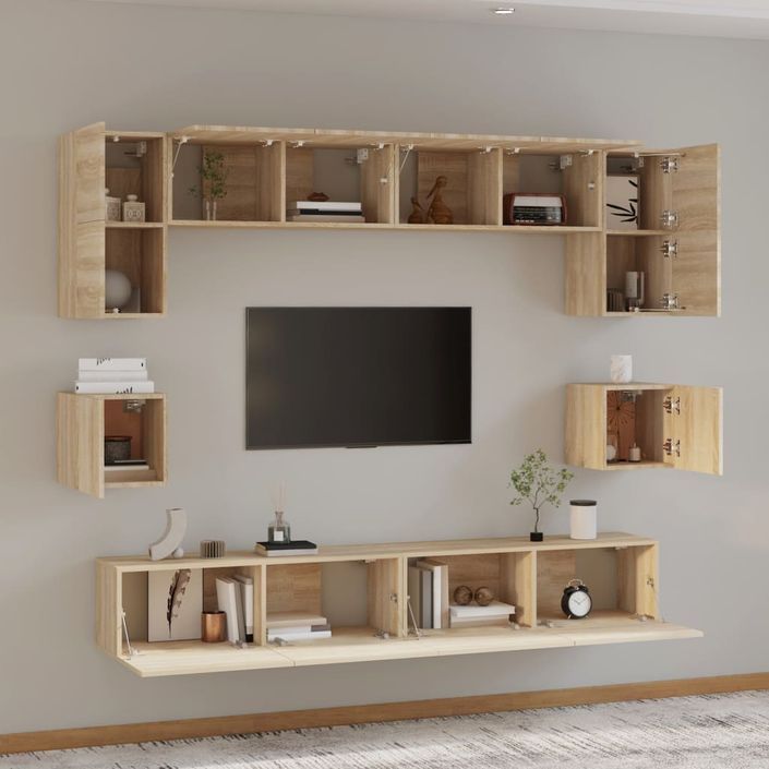 Ensemble de meubles TV 8 pcs Chêne sonoma Bois d'ingénierie - Photo n°3