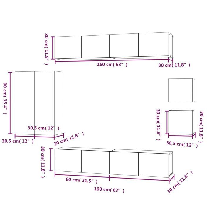 Ensemble de meubles TV 8 pcs Chêne sonoma Bois d'ingénierie - Photo n°10