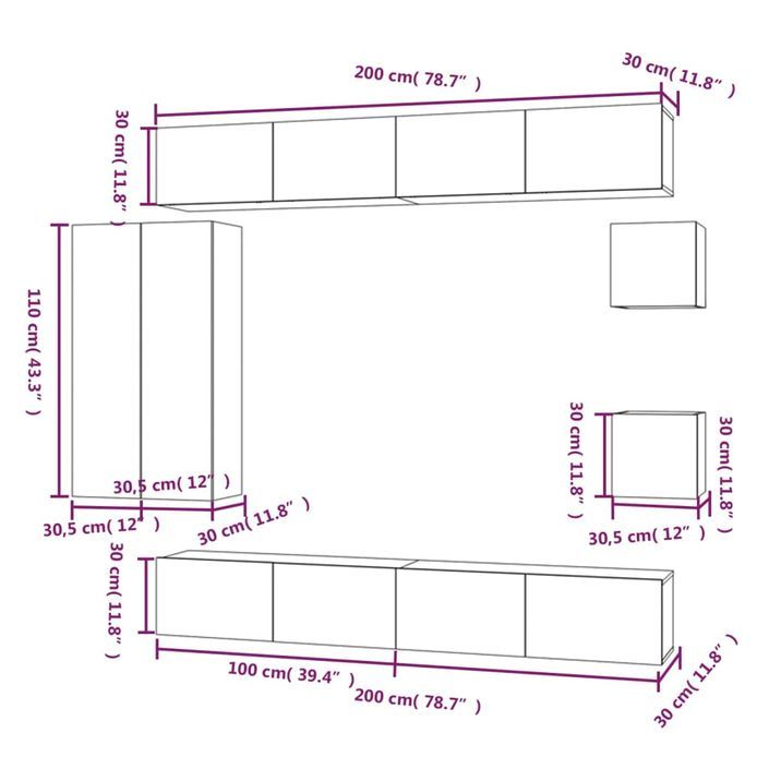 Ensemble de meubles TV 8 pcs Chêne sonoma Bois d'ingénierie - Photo n°10