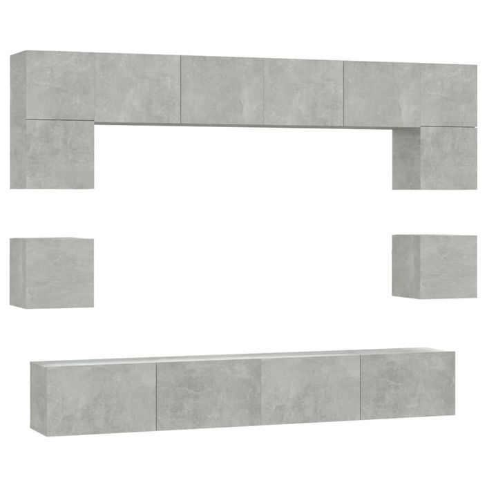 Ensemble de meubles TV 8 pcs Gris béton Bois d'ingénierie - Photo n°2