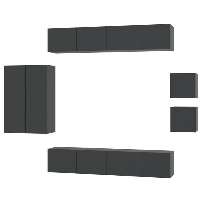 Ensemble de meubles TV 8 pcs Noir Bois d'ingénierie - Photo n°1