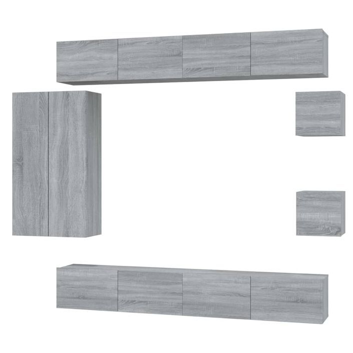 Ensemble de meubles TV 8 pcs Sonoma gris Bois d'ingénierie - Photo n°1