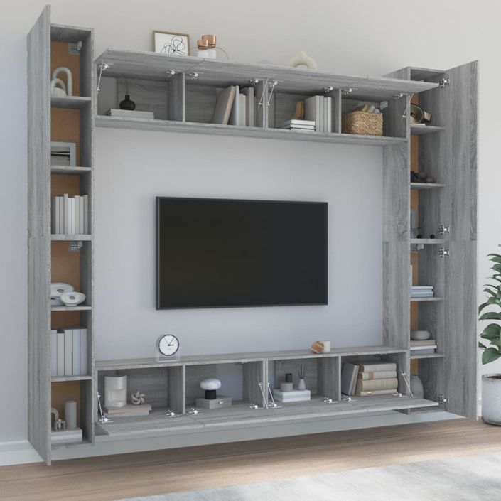 Ensemble de meubles TV 8 pcs Sonoma gris Bois d'ingénierie - Photo n°3