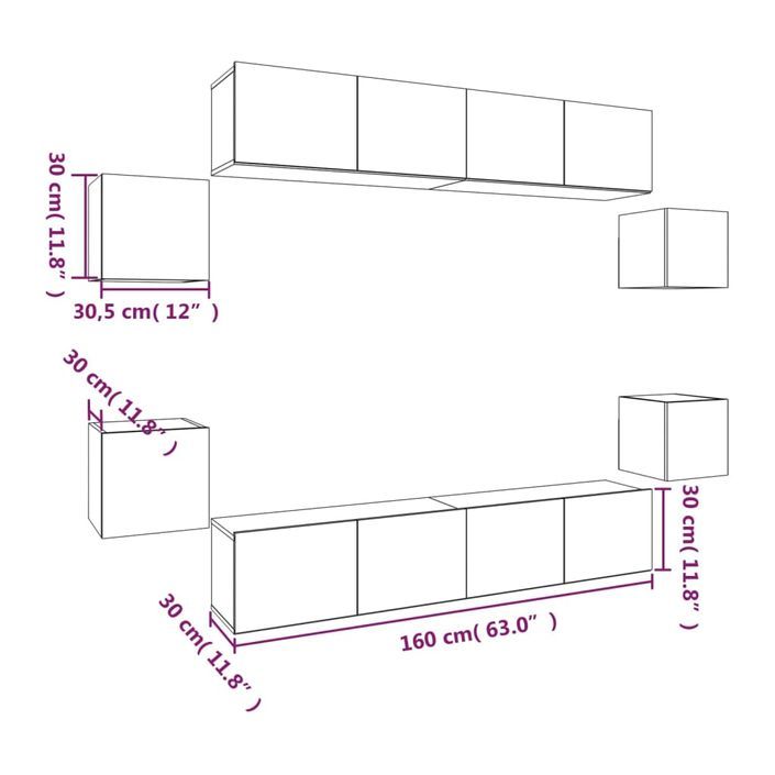 Ensemble de meubles TV 8 pcs Sonoma gris Bois d'ingénierie - Photo n°11