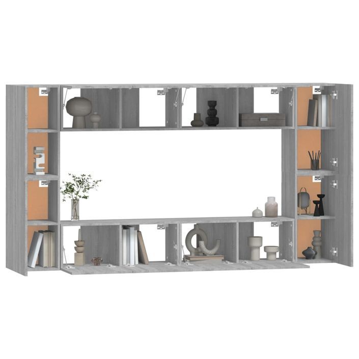 Ensemble de meubles TV 8 pcs Sonoma gris Bois d'ingénierie - Photo n°4