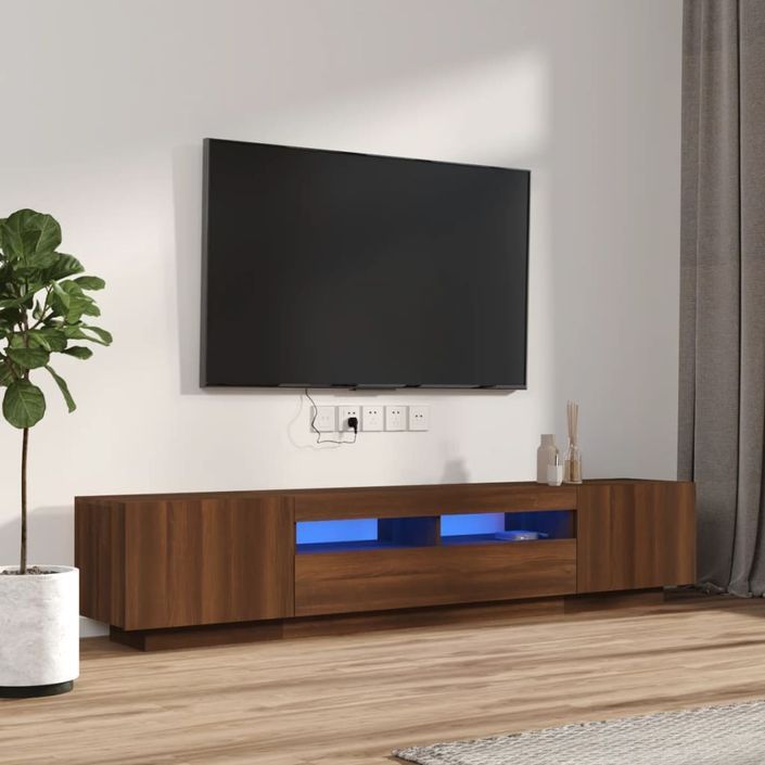 Ensemble de meubles TV avec lumières LED 2 pcs Chêne marron - Photo n°1