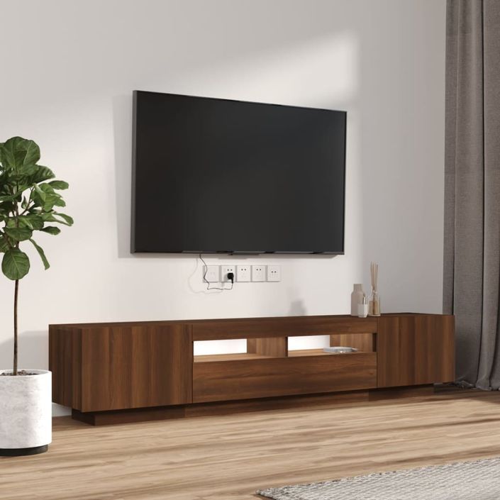 Ensemble de meubles TV avec lumières LED 2 pcs Chêne marron - Photo n°5